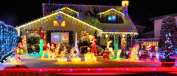 House with lots of Christmas Lights