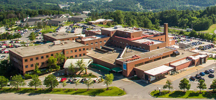 Aerial view of Central Vermont Medical Center campus