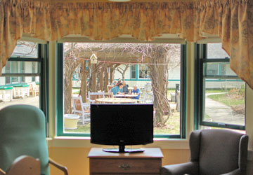 Woodridge Rehabilitation and Nursing Room View of Courtyard