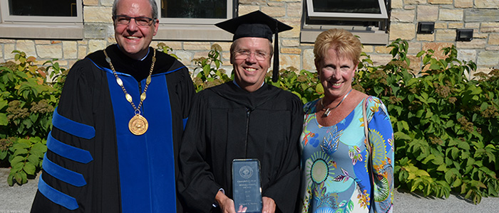 Champlain College President, Donald J. Laackman; Richard Morley and his wife Patty