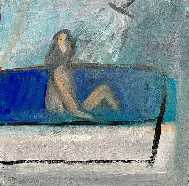 Woman in bathtub acrylic painting by Anne Davis