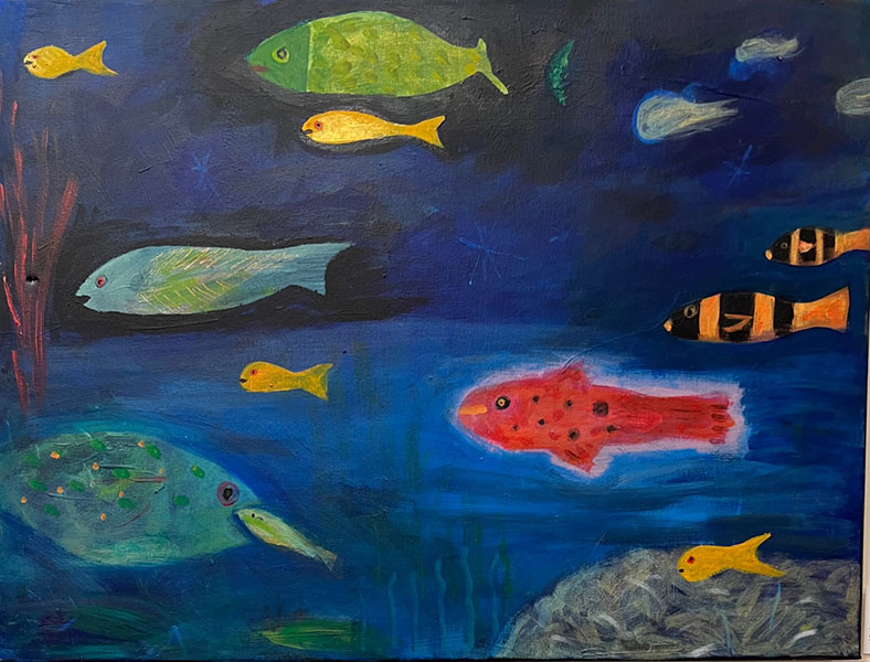 Fish acrylic painting by Anne Davis