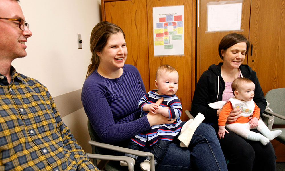 Moms, dads and baby's at one of CVMC's Breastfeeding Support groups