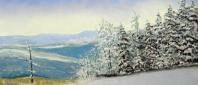 Winter landscape pastel painting